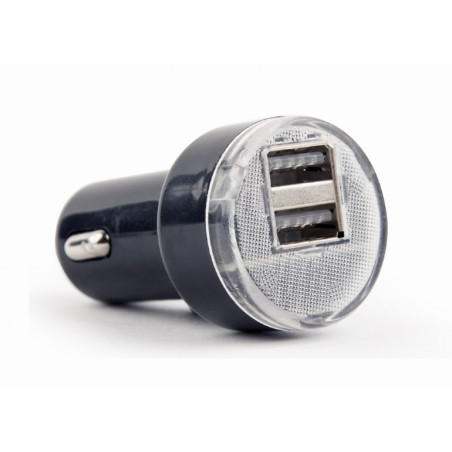 Gembird 2x USB nabíjačka do auta 2,1 A, čierna