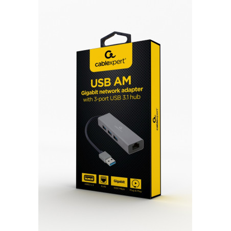 Gembird USB-A/LAN, 3x USB 3.0