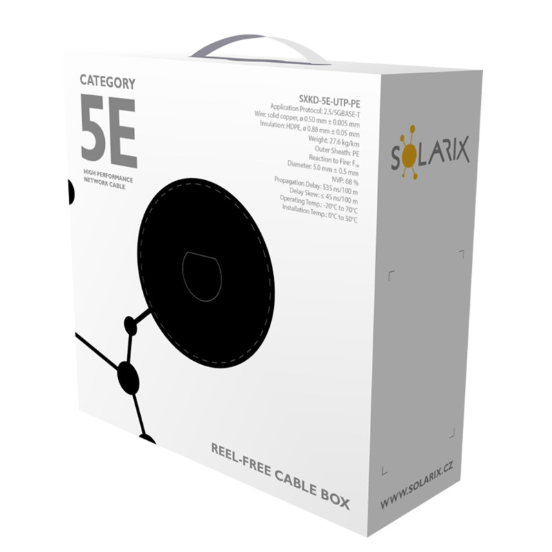 Inštalačný kábel Solarix CAT5E UTP PE Fca vonkajší 100m/box SXKD-5E-UTP-PE