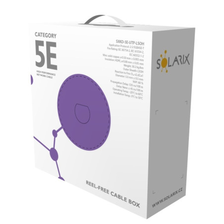 Inštalačný kábel Solarix CAT5E UTP LSOH Dca-s1,d2,a1 100m/box SXKD-5E-UTP-LSOH