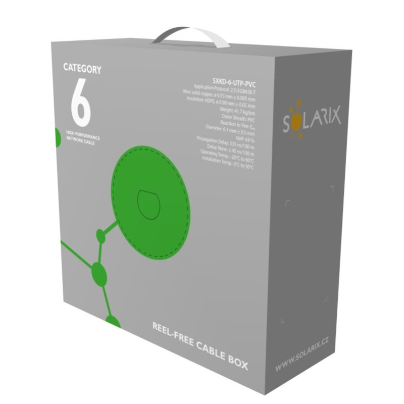 Inštalačný kábel Solarix CAT6 UTP PVC Eca 100m/box SXKD-6-UTP-PVC