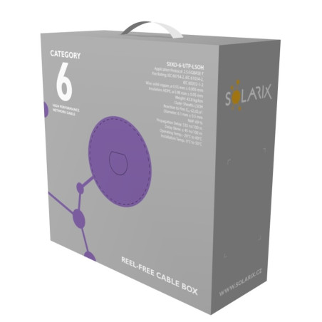 Inštalačný kábel Solarix CAT6 UTP LSOH Dca-s2,d2,a1 100m/box SXKD-6-UTP-LSOH