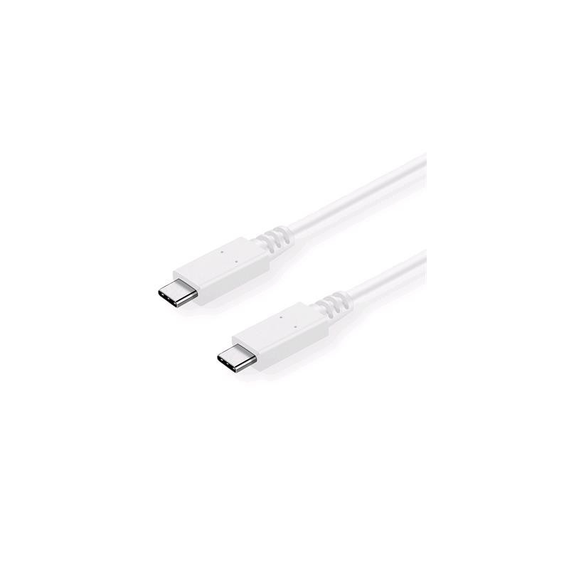 Kábel C-TECH USB 3.2, Type-C (CM/CM), PD 100W, 20Gbps, 1m, biely