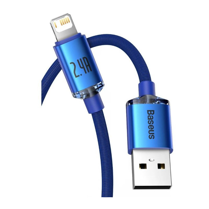 Baseus CAJY000003 Crystal Shine Series Dátový Kábel USB - Lightning 20W 1,2m Blue