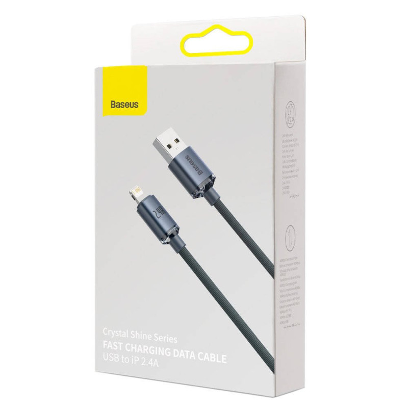Baseus CAJY000001 Crystal Shine Series Dátový Kábel USB - Lightning 20W 1,2m Black