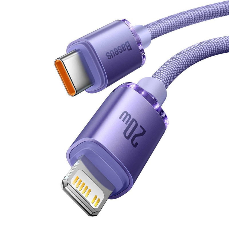 Baseus CAJY000205 Crystal Shine Series Dátový Kábel USB-C - Lightning 20W 1,2m Purple