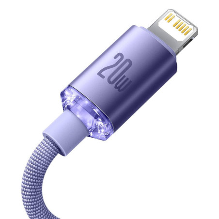 Baseus CAJY000205 Crystal Shine Series Dátový Kábel USB-C - Lightning 20W 1,2m Purple