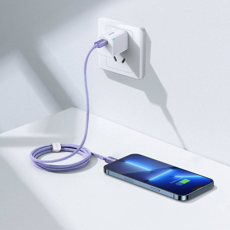 Baseus CAJY000205 Crystal Shine Series Dátový Kábel USB-C - Lightning 20W 1,2m Purple