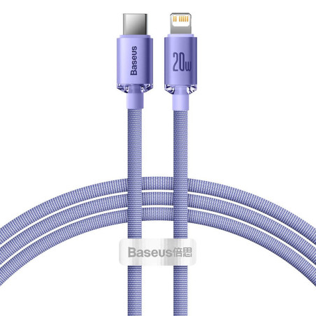 Baseus CAJY000205 Crystal Shine Series Dátový Kábel USB-C - Lightning 20W 1,2m Purple