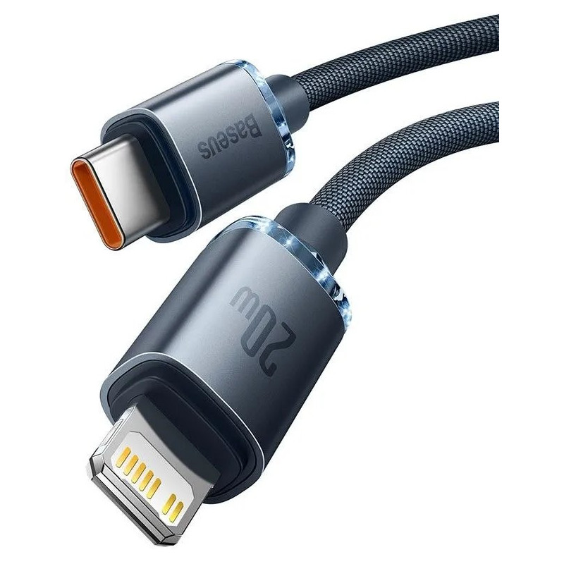 Baseus CAJY000201 Crystal Shine Series Dátový Kábel USB-C - Lightning 20W 1,2m Black