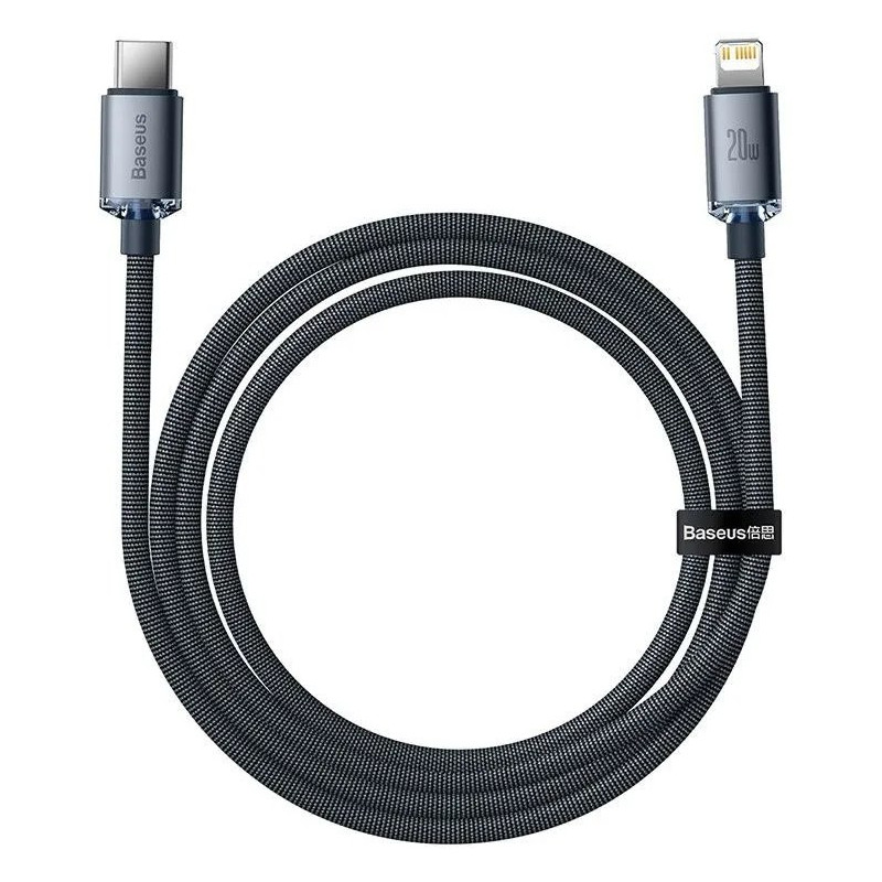 Baseus CAJY000201 Crystal Shine Series Dátový Kábel USB-C - Lightning 20W 1,2m Black