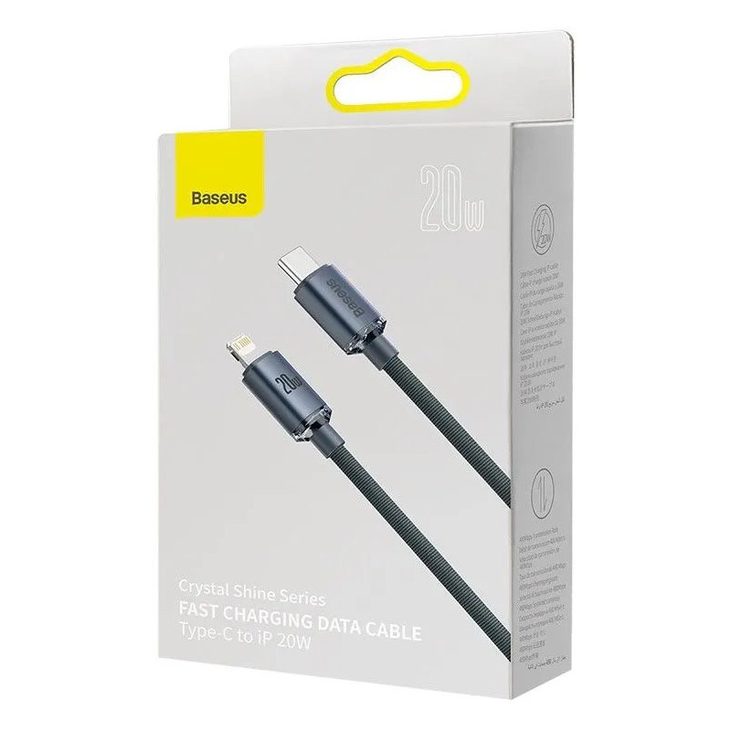 Baseus CAJY000201 Crystal Shine Series Dátový Kábel USB-C - Lightning 20W 1,2m Black