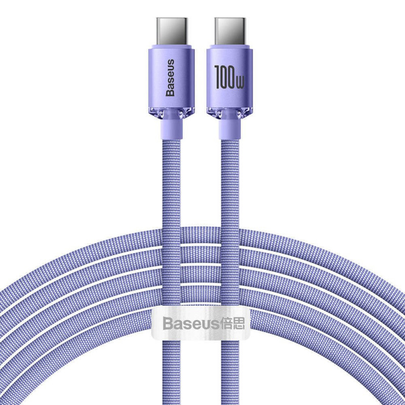 Baseus CAJY000705 Crystal Shine Series Dátový Kábel USB-C - USB-C 100W 2m Purple