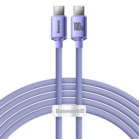 Baseus CAJY000705 Crystal Shine Series Dátový Kábel USB-C - USB-C 100W 2m Purple