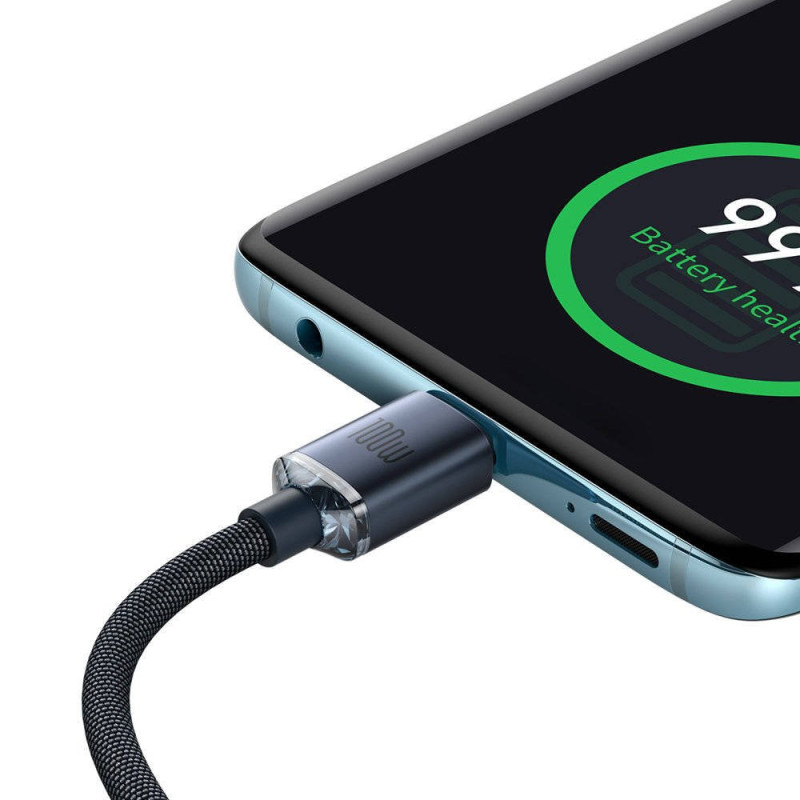 Baseus CAJY000701 Crystal Shine Series Dátový Kábel USB-C - USB-C 100W 2m Black
