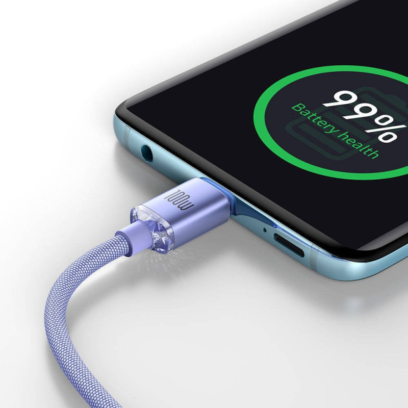 Baseus CAJY000605 Crystal Shine Series Dátový Kábel USB-C - USB-C 100W 1,2m Purple