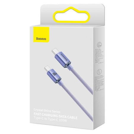 Baseus CAJY000605 Crystal Shine Series Dátový Kábel USB-C - USB-C 100W 1,2m Purple