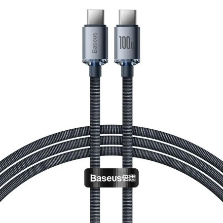Baseus CAJY000601 Crystal Shine Series Dátový Kábel USB-C - USB-C 100W 1,2m Black