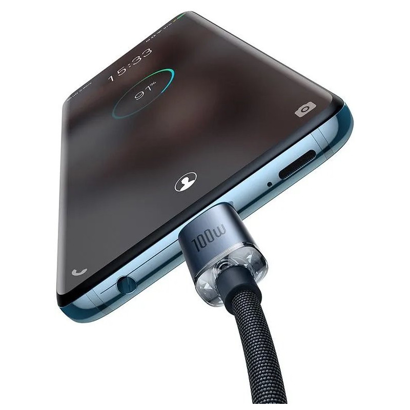 Baseus CAJY000601 Crystal Shine Series Dátový Kábel USB-C - USB-C 100W 1,2m Black
