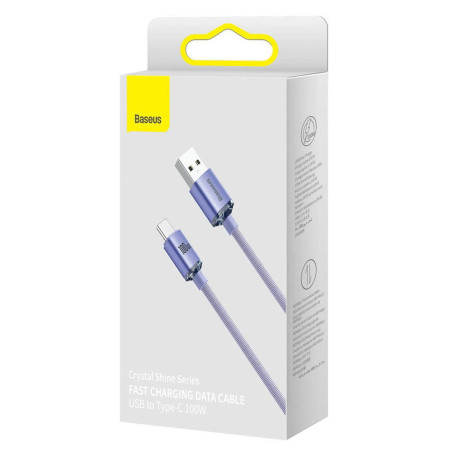 Baseus CAJY000505 Crystal Shine Series Dátový Kábel USB - USB-C 100W 2m Purple