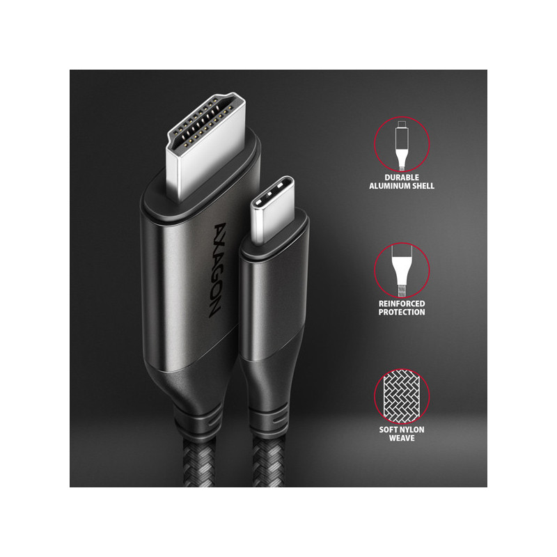 AXAGON RVC-HI2MC, USB-C → HDMI 2.0a redukcia / kábel 1.8m, 4K/60Hz HDR10