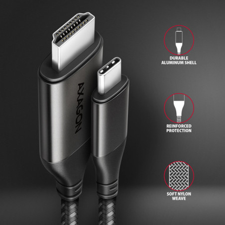 AXAGON RVC-HI2MC, USB-C → HDMI 2.0a redukcia / kábel 1.8m, 4K/60Hz HDR10