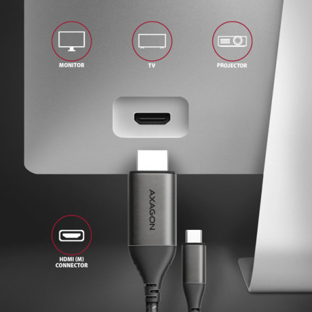 AXAGON RVC-HI2MC, USB-C → HDMI 2.0a redukcia / kábel 1.8m, 4K/60Hz HDR10