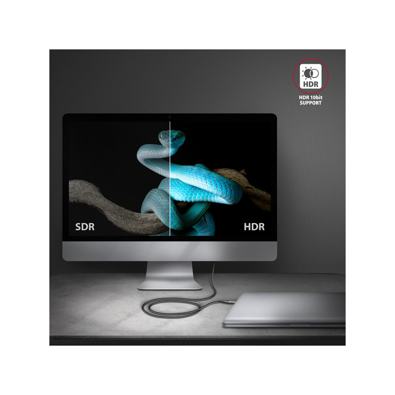 AXAGON RVC-HI2MC, USB-C → HDMI 2.0a redukcia / kábel 1.8m, 4K/60Hz HDR10