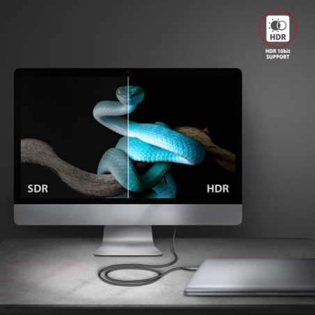 AXAGON RVC-HI2MC, USB-C → HDMI 2.0a redukcia / kábel 1.8m, 4K/60Hz HDR10