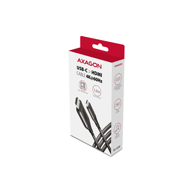 AXAGON RVC-HI2MC, USB-C → HDMI 2.0a redukcia / kábel 1.8m, 4K/60Hz HDR10