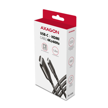 AXAGON RVC-HI2MC, USB-C → HDMI 2.0a redukcia / kábel 1.8m, 4K/60Hz HDR10