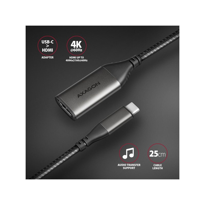 AXAGON RVC-HI2M, USB-C → HDMI 2.0a redukcia / adaptér, 4K/60Hz HDR10