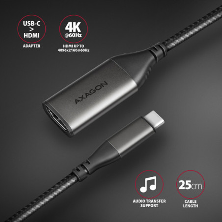 AXAGON RVC-HI2M, USB-C → HDMI 2.0a redukcia / adaptér, 4K/60Hz HDR10