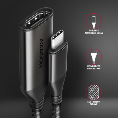 AXAGON RVC-HI2M, USB-C → HDMI 2.0a redukcia / adaptér, 4K/60Hz HDR10