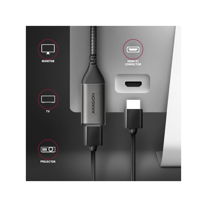 AXAGON RVC-HI2M, USB-C → HDMI 2.0a redukcia / adaptér, 4K/60Hz HDR10