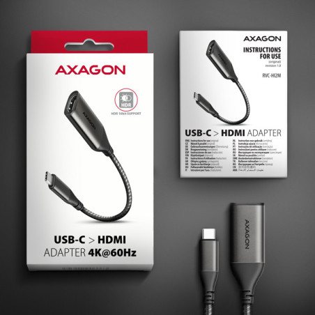 AXAGON RVC-HI2M, USB-C → HDMI 2.0a redukcia / adaptér, 4K/60Hz HDR10