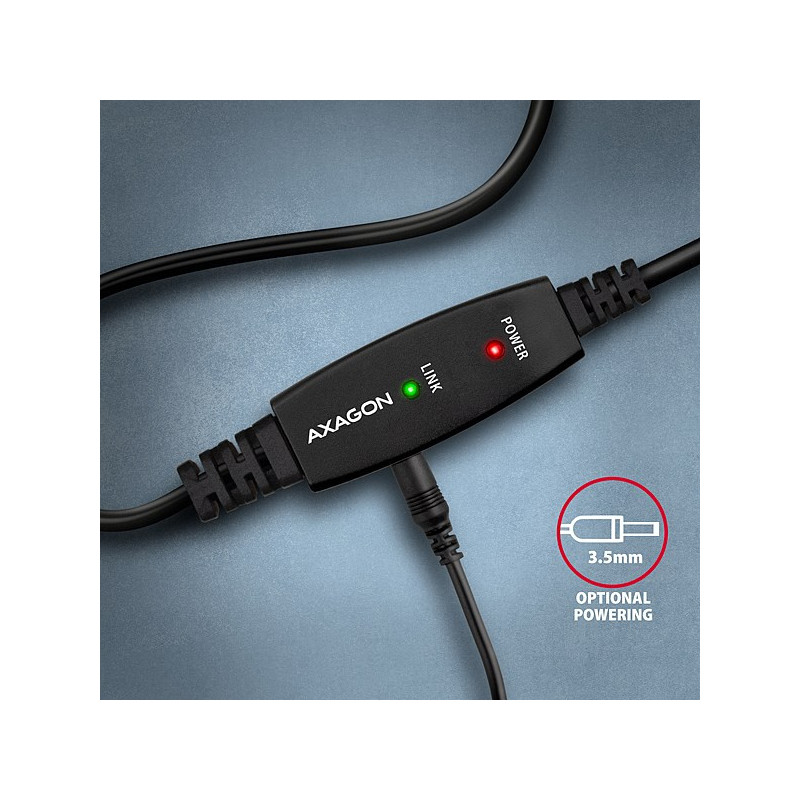 AXAGON ADR-210B, USB 2.0 A-M → B-M aktívny prepojovací / repeater kábel, 10m
