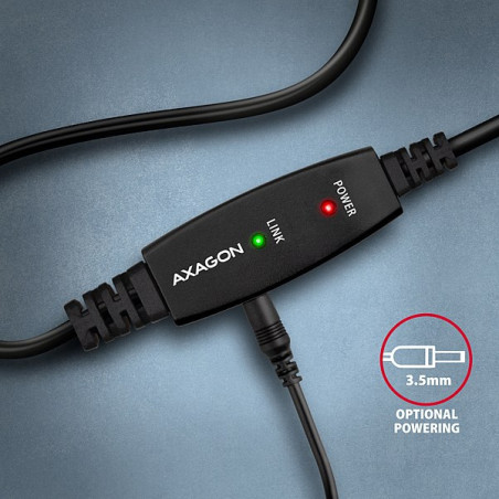 AXAGON ADR-210B, USB 2.0 A-M → B-M aktívny prepojovací / repeater kábel, 10m