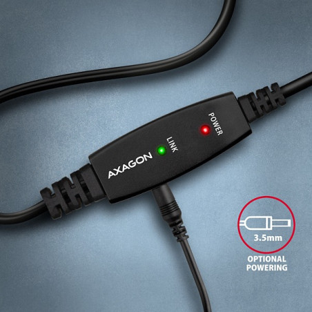 AXAGON ADR-215B, USB 2.0 A-M → B-M aktívny prepojovací / repeater kábel, 15m