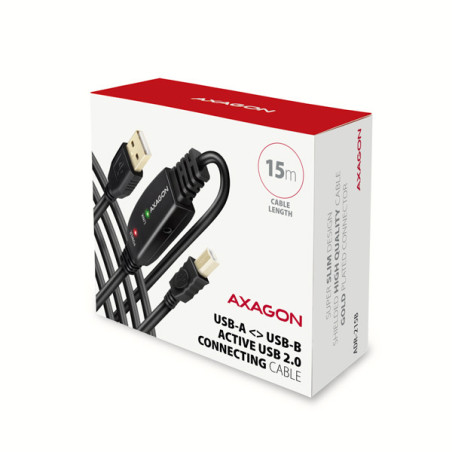 AXAGON ADR-215B, USB 2.0 A-M → B-M aktívny prepojovací / repeater kábel, 15m