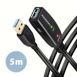 AXAGON ADR-305, USB 3.2 Gen 1 A-M → A-F aktívny predlžovací / repeater kábel, 5m