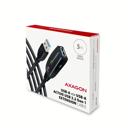 AXAGON ADR-305, USB 3.2 Gen 1 A-M → A-F aktívny predlžovací / repeater kábel, 5m
