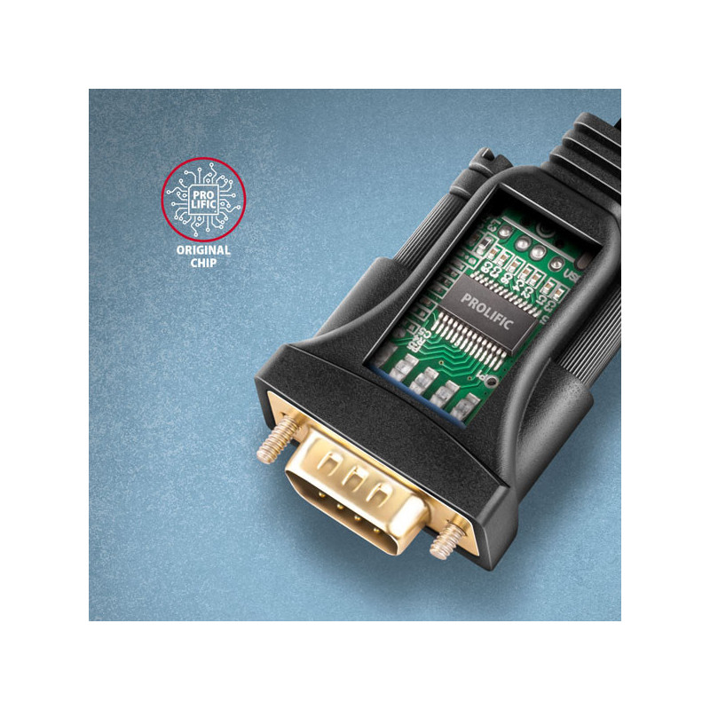 AXAGON ADS-1PSN, USB-A 2.0 - sériový RS-232 DB9-M Prolific adaptér / kábel 1.5m