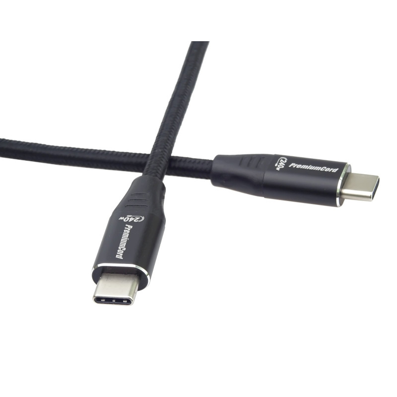 PremiumCord Kábel USB-C M/M, 240 W 480 MBps, 1m
