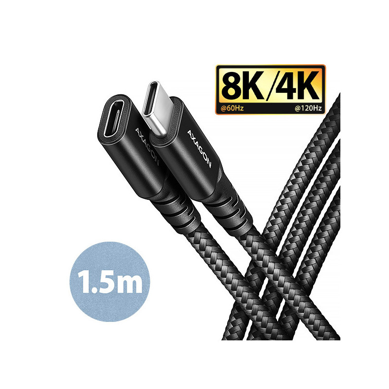 AXAGON BUCM32-CF15AB predlžovací kábel USB-C (M) → USB-C (F), 1.5m, USB 20Gbps, PD 240W ALU oplet