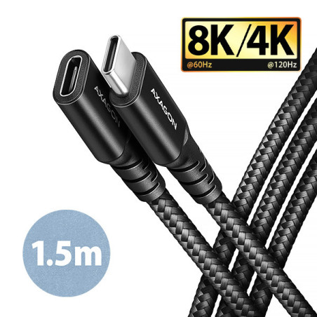 AXAGON BUCM32-CF15AB predlžovací kábel USB-C (M) → USB-C (F), 1.5m, USB 20Gbps, PD 240W ALU oplet