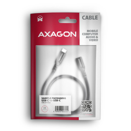 AXAGON BUCM32-CF05AB predlžovací kábel USB-C (M) → USB-C (F), 0.5m, USB 20Gbps, PD 240W ALU oplet