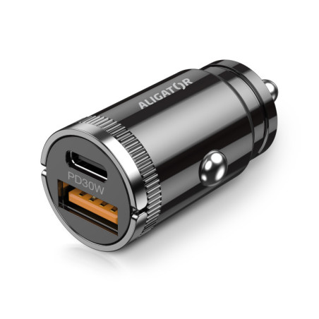 Aligator mini nabíjačka do auta Power Delivery 30W, USB-C + USB-A, USB-C kábel pre iPhone / iPad