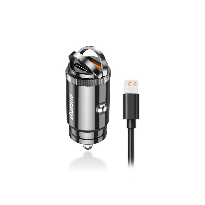 Aligator mini nabíjačka do auta Power Delivery 30W, USB-C + USB-A, USB-C kábel pre iPhone / iPad