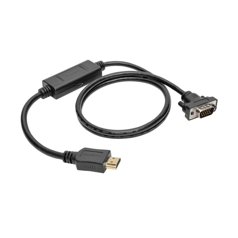 Video kábel HDMI/VGA, Low-Profile HD15 (Samec/Samec), 0.9m